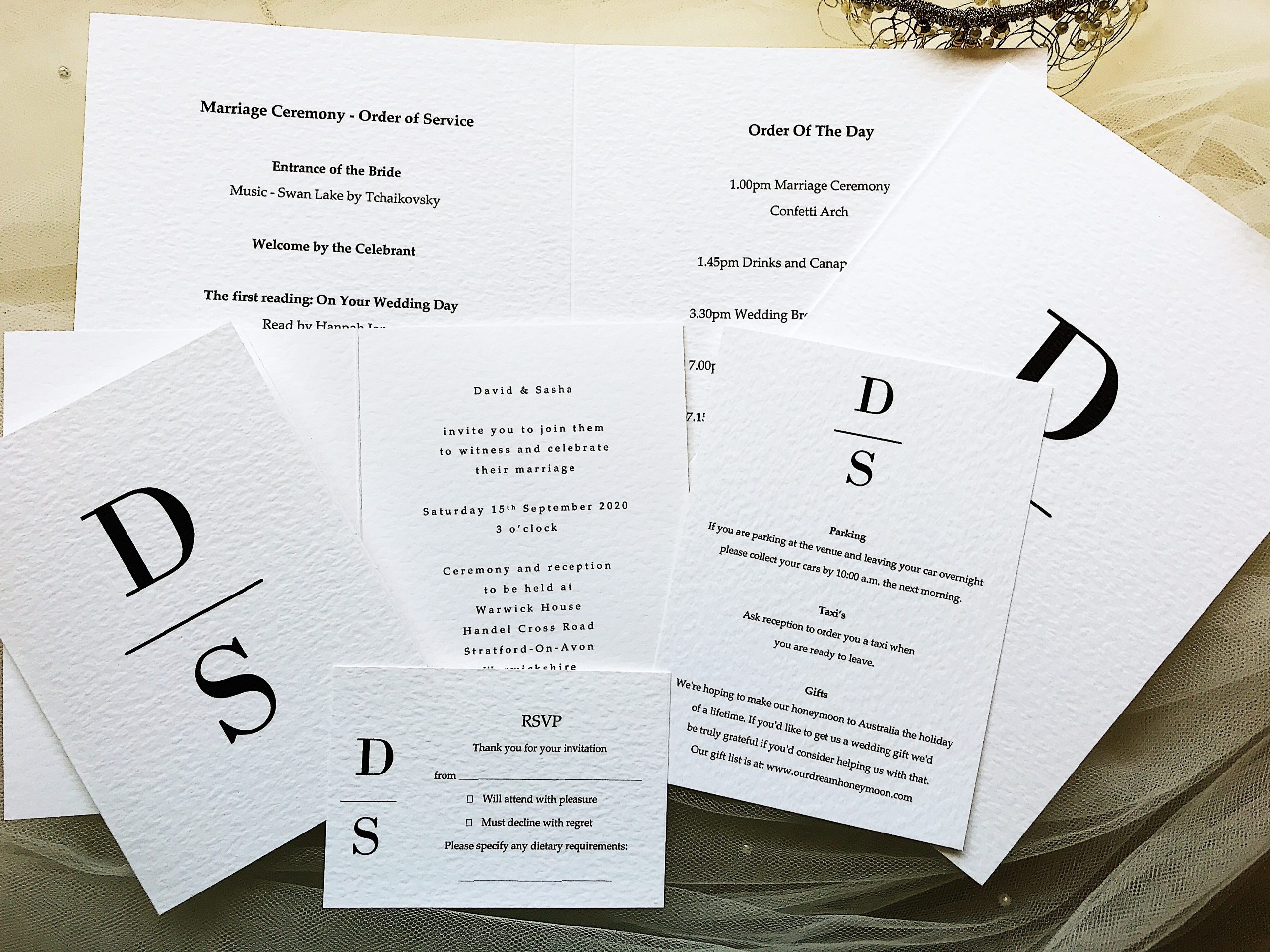 Art Deco Tri Fold Wedding Invitations